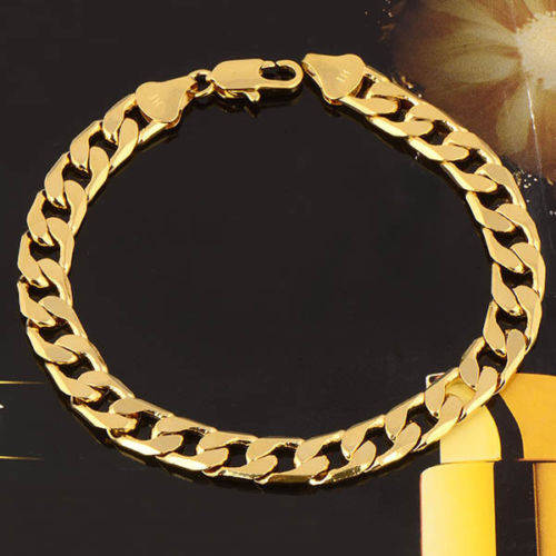 Mens Stunning 9K Yellow Gold Filled Single Link HandChain  ( 23cm )